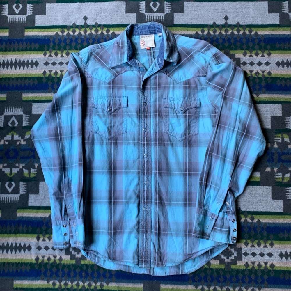 Roper Teal Plaid Western Shirt
